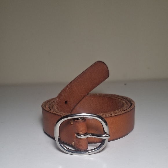 Gap Vintage Camel Leather 1" Belt Silver Hardware SZ L - Picture 1 of 6